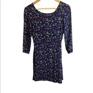 GAP Blue Floral Print Scoop Neck Long Sleeve Lightweight Flowy Mini Dress 2
